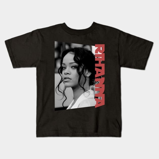 rihanna the pop icon - monochrome style Kids T-Shirt by BUBBLEMOON